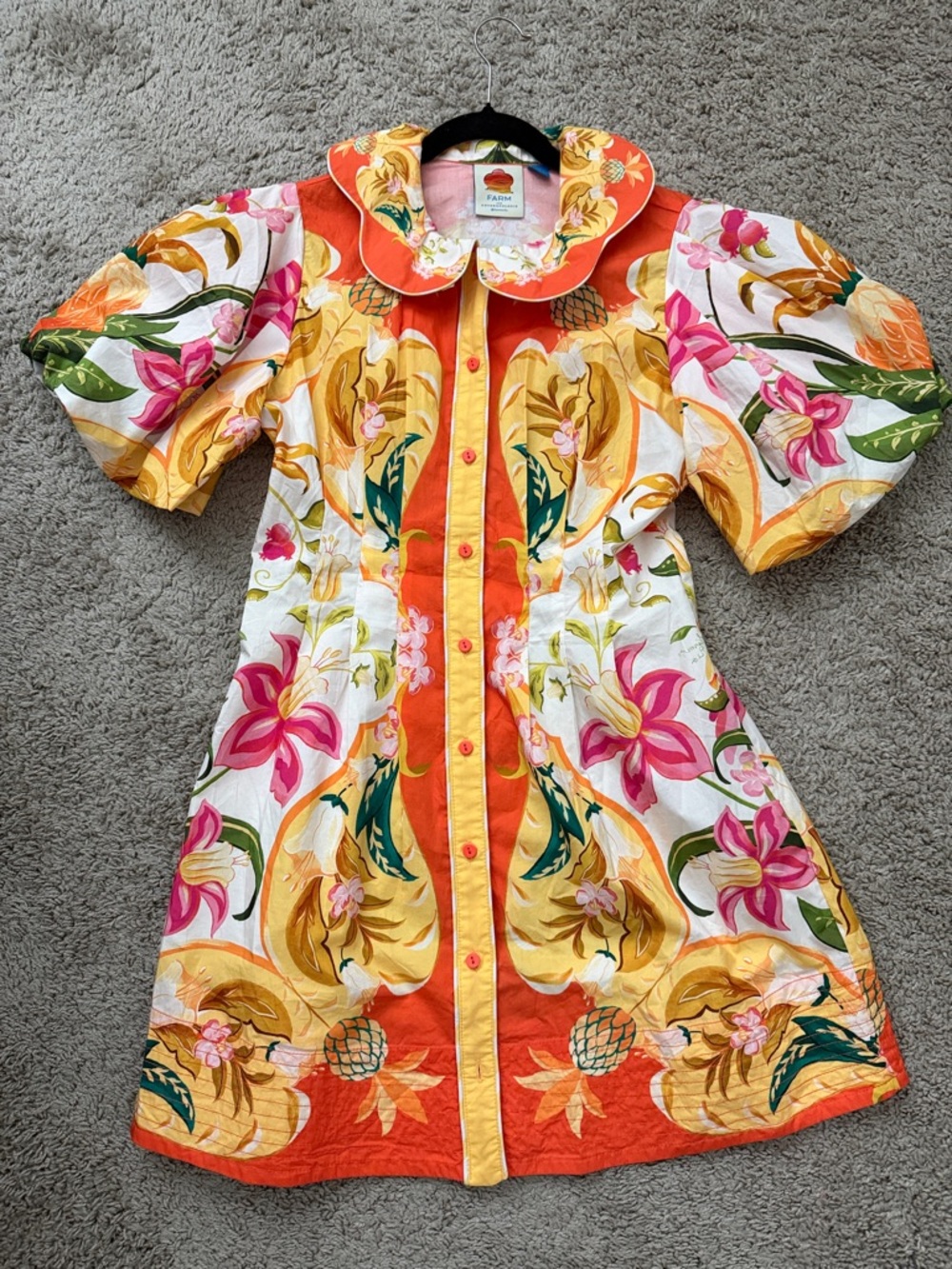 Farm Rio x Antropologie Tropical Floral Button-Front Dress